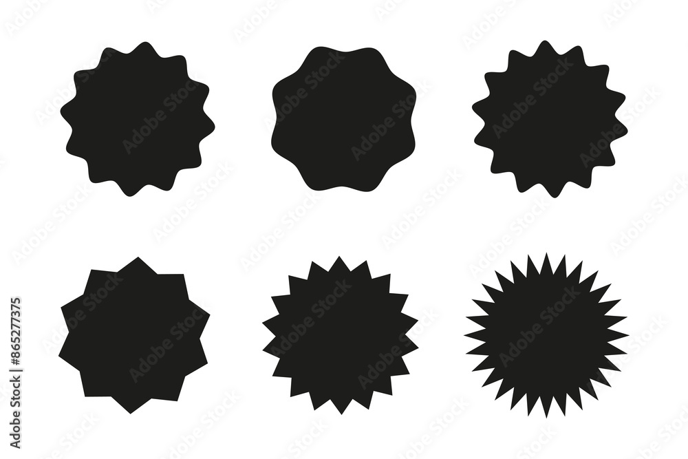 Circle sticker simple set. Black badges wavy edge promo. Star burst shapes tags for price. Blank sale stickers. Abstract silhouette. Flat vintage labels. Graphic illustration. Circle sticker simple set. Black badges wavy edge promo. Star burst shapes tags for price. Blank sale stickers. Abstract silhouette. Flat vintage labels. Graphic illustration.