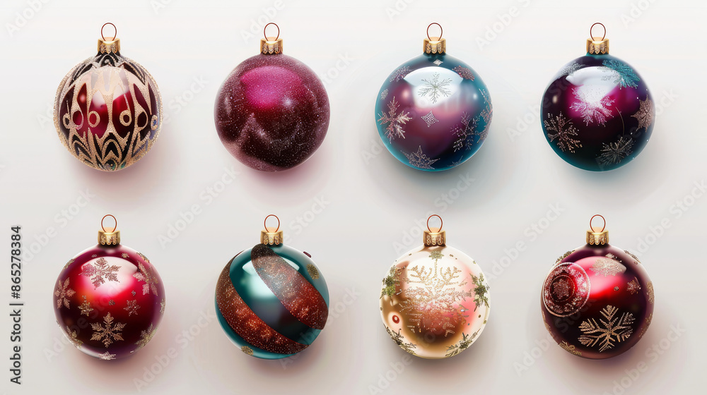 Merry Christmas greeting card in modern minimalist geometric style. Features a festive collection of colorful abstract ornaments and different balls. Trendy vector flat illustration. Merry Christmas greeting card in modern minimalist geometric style. Features a festive collection of colorful abstract ornaments and different balls. Trendy vector flat illustration.