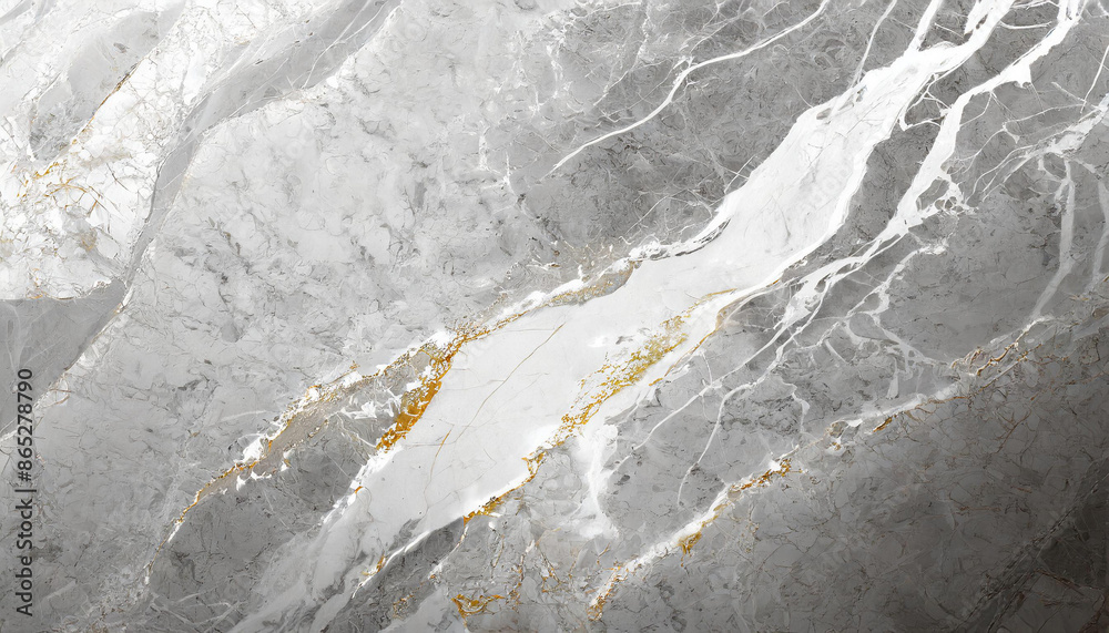 Fototapeta premium white gray marble texture close-up with gold inclusions and veins, wallpaper with copy space for product presentation, delicate luxury wallpaper, stone mineral banner office liquid