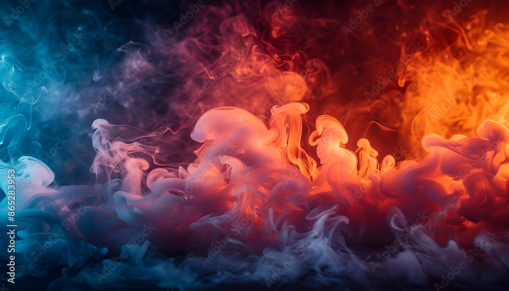 Fototapeta premium Mesmerizing Abstract Smoke Art in Fiery Red and Cool Blue Hues