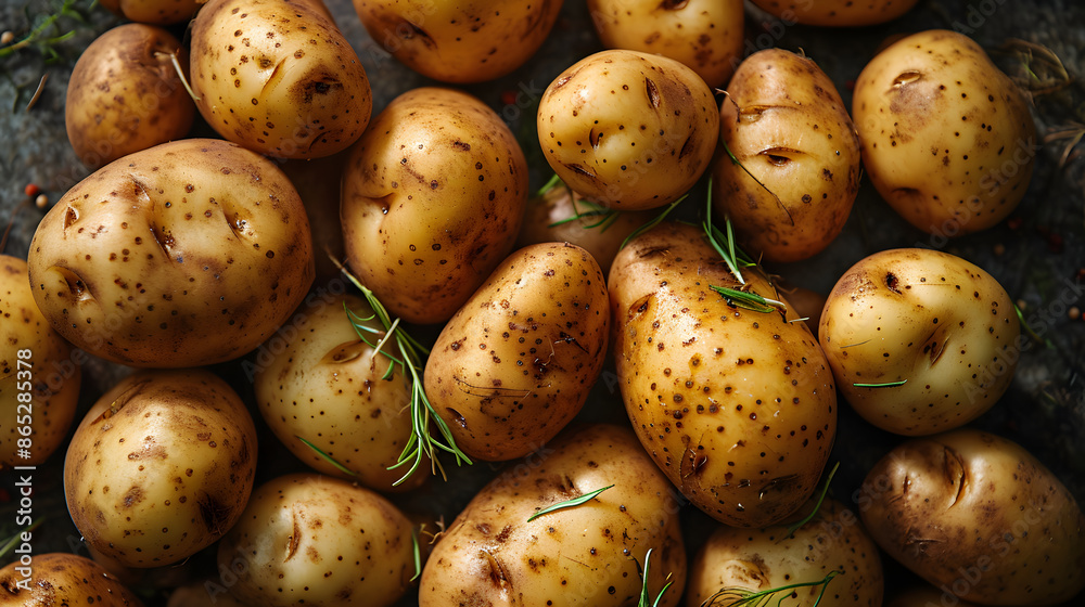 fresh potato Top down view background poster fresh potato Top down view background poster