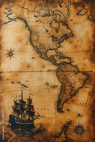ancient navigation map pattern on old paper texture , old fantasy vintage world map background, wallpaper