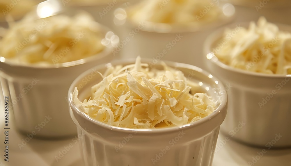 Buttered shavings in china ramikin for catered event Buttered shavings in china ramikin for catered event