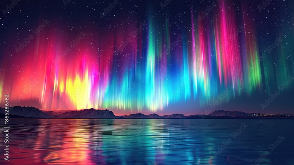 Aurora Borealis: Iridescent Northern Lights in a Dark Night Sky Aurora Borealis: Iridescent Northern Lights in a Dark Night Sky