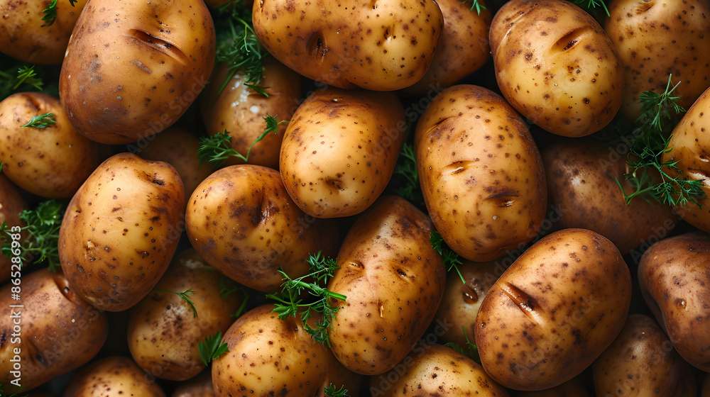 fresh potato Top down view background poster fresh potato Top down view background poster