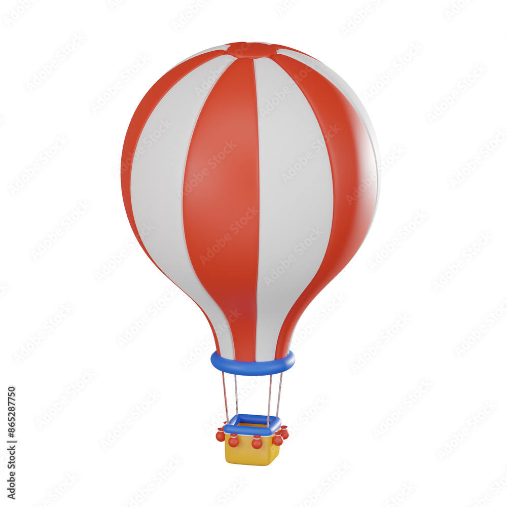 3D Hot Air Balloon Icon for Adventure Travel.3D Render 3D Hot Air Balloon Icon for Adventure Travel.3D Render