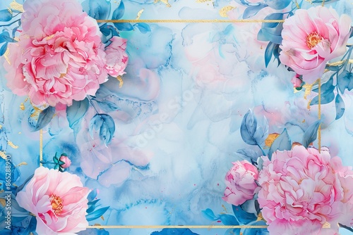 Floral soft pastel watercolor background for wedding invitations. Floral frame element for wedding invitations