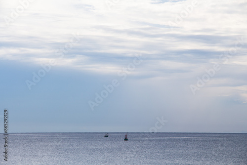 There are many types of fishing boats at sea. Each type has different purposes and methods for catching fish.
