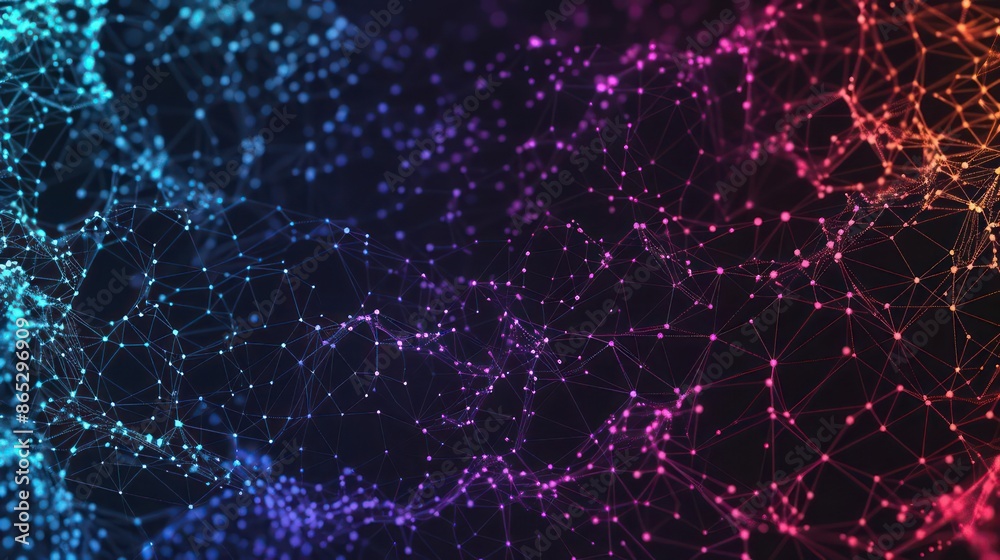 Fototapeta premium A detailed illustration of a cyber LGBT support network with interconnected digital nodes, ideal for a banner with space for copy