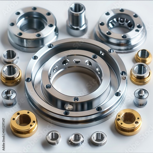 Surface oxide Mechanical CNC Machining Parts, CNC turning machined anodized mechanical parts, auto spare parts. Generative AI.