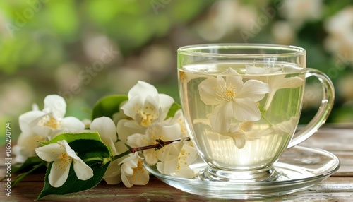 Food and drink option jasmine tea infused with live petals