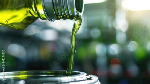 The pouring green oil. photo