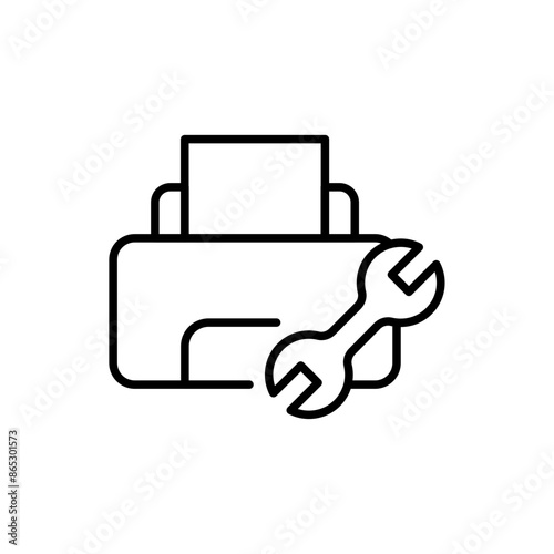 Printer repair outline icons, minimalist vector illustration ,simple transparent graphic element .Isolated on white background