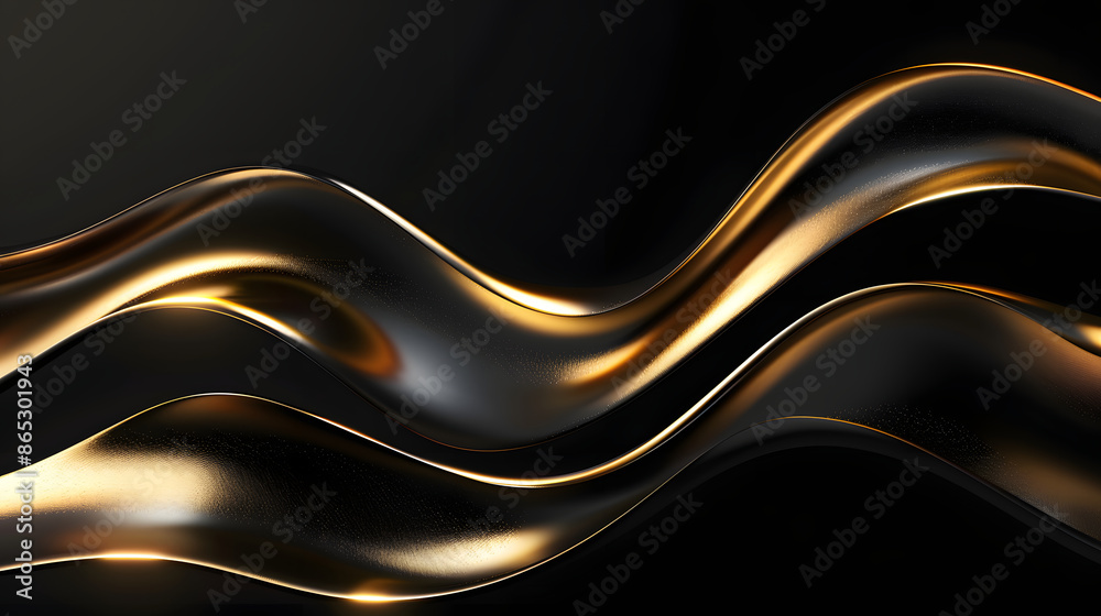 Fototapeta premium black background with golden wave