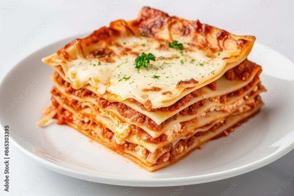 A slice of lasagna with layers of cheese and sauce, styled elegantly for a culinary banner with room for text A slice of lasagna with layers of cheese and sauce, styled elegantly for a culinary banner with room for text