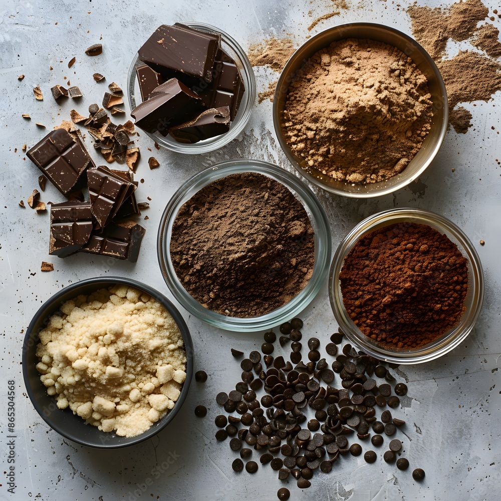 Picture of ingredients for making cocoa Dark Chocolate Picture of ingredients for making cocoa Dark Chocolate