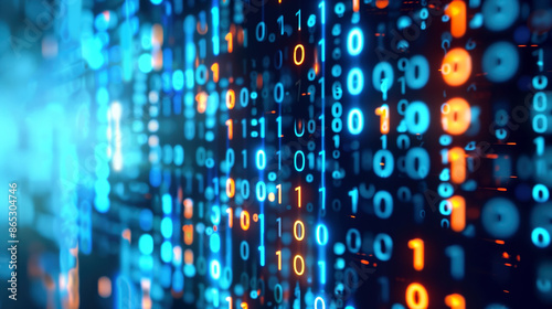 Abstract binary numbers concept for tech background. Generative AI