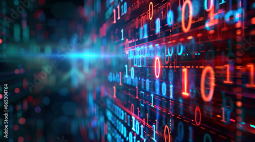 Abstract binary numbers concept for tech background. Generative AI