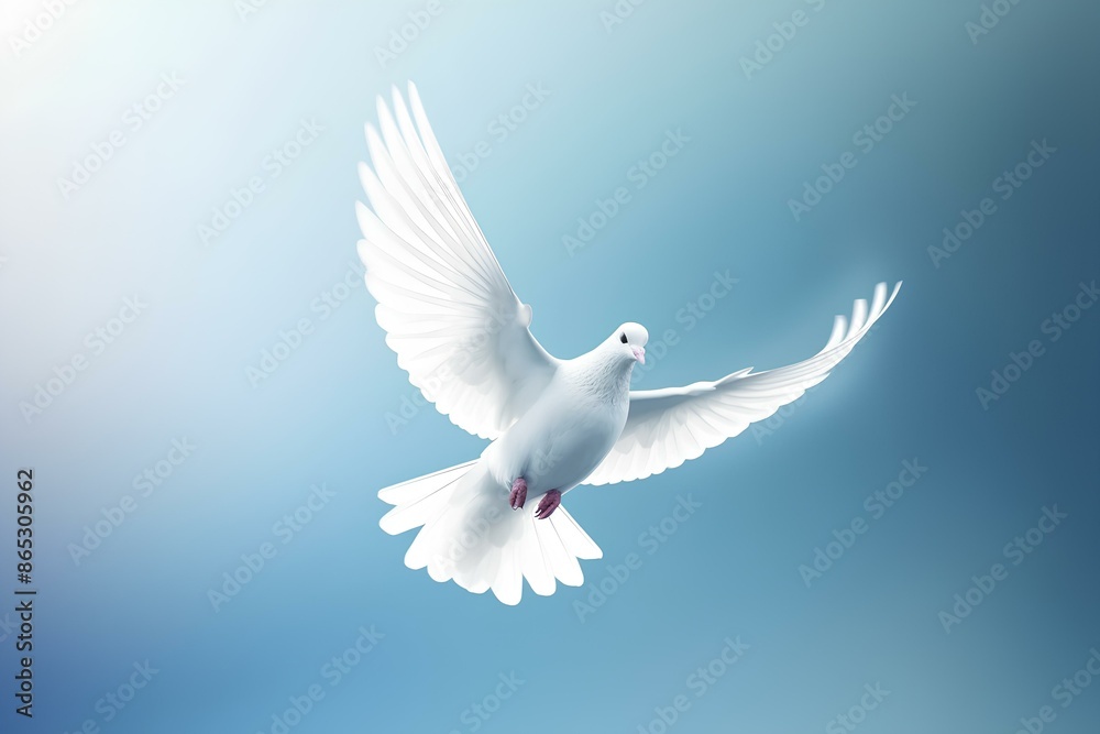 Obraz premium white dove flying made by journey