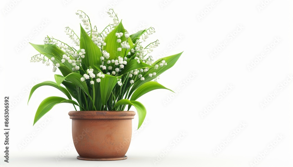 Lily of the valley in a container white background Lily of the valley in a container white background