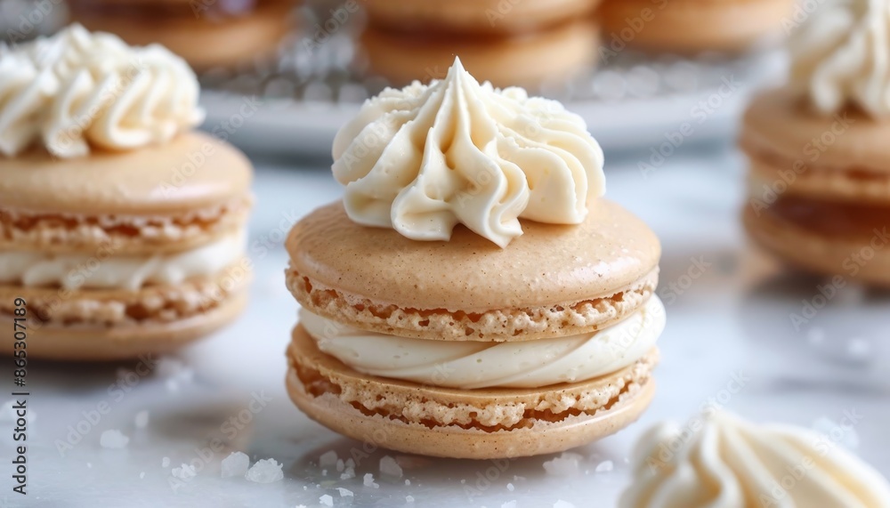 Maple butter cream filled macarons with salted caramel Maple butter cream filled macarons with salted caramel