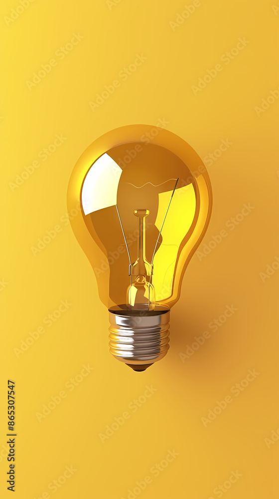 Light bulb on yellow background