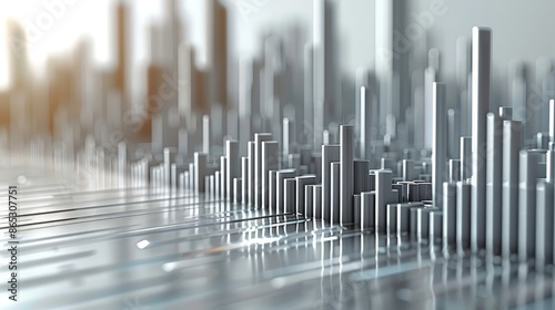Visualization of a sudden increase in market performance, presented in a clean bar graph against a flawless white background. Generative AI.