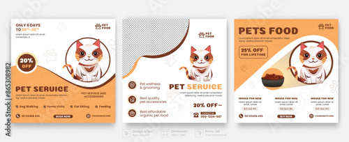 Social Media Post Layouts with cute pets and animal