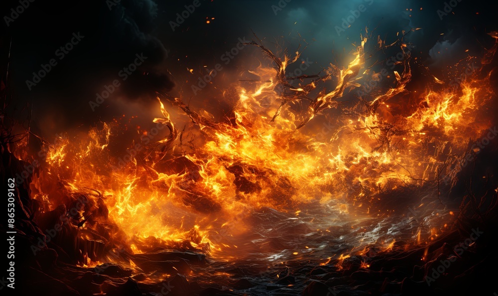 Large Fire Burning in the Dark Large Fire Burning in the Dark