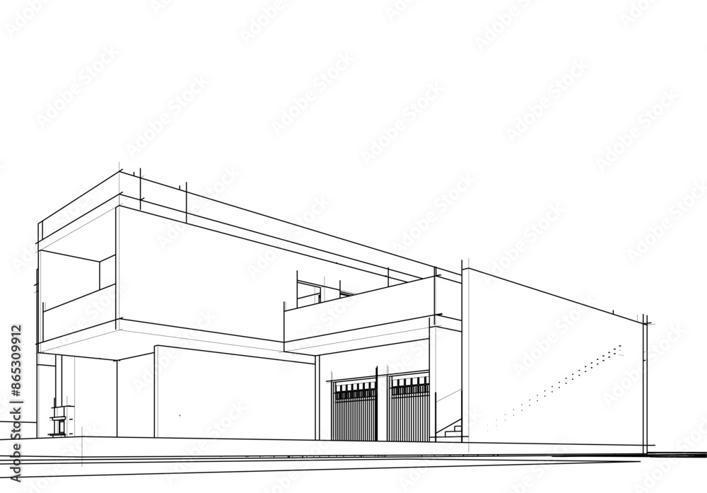 architectural drawings 3d illustration architectural drawings 3d illustration