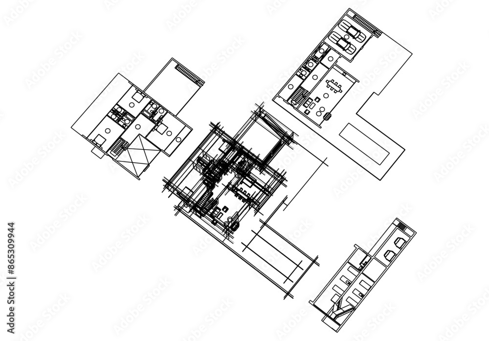 Fototapeta premium architectural drawings 3d illustration