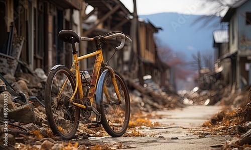 Bike Parked on Side of Road © uhdenis