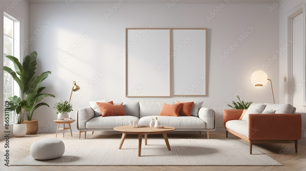 Frame mockup, ISO A paper size. Living room wall poster mockup. Interior mockup with house background. Blank poster frame mockup with minimalist sofa interior ,3D render Frame mockup, ISO A paper size. Living room wall poster mockup. Interior mockup with house background. Blank poster frame mockup with minimalist sofa interior ,3D render