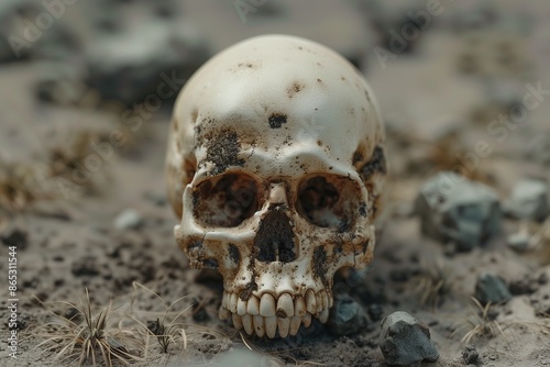 human skull dead land by generative ai © Wongjogja
