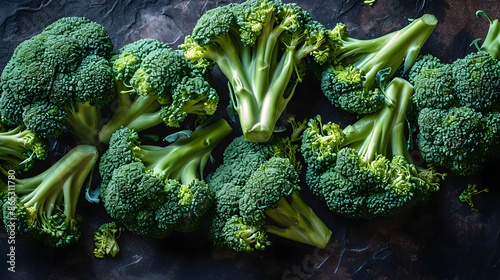 fresh broccoli Top down view background poster 