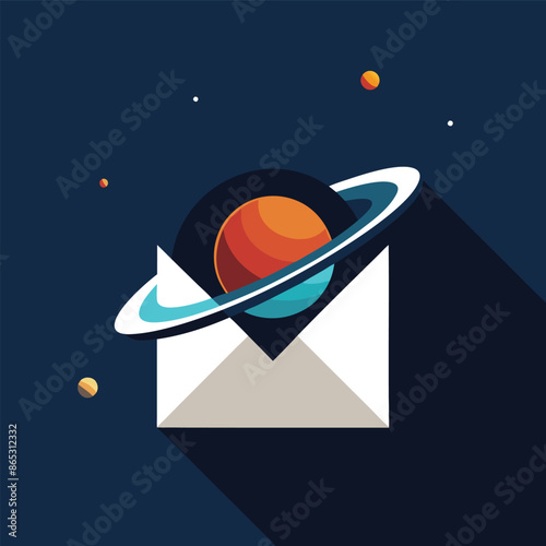 illustration of a rocket in space.  planet