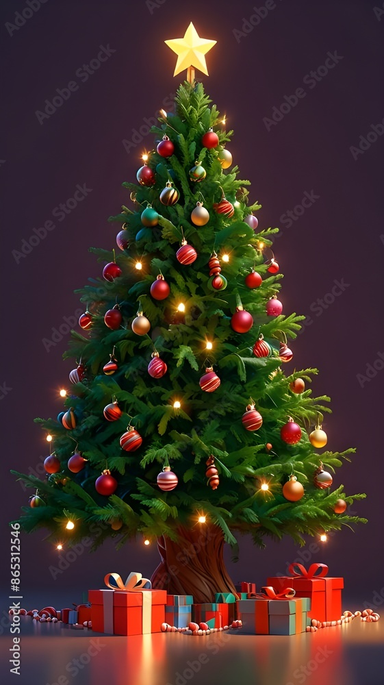 Obraz premium Christmas tree illustration. Generative AI
