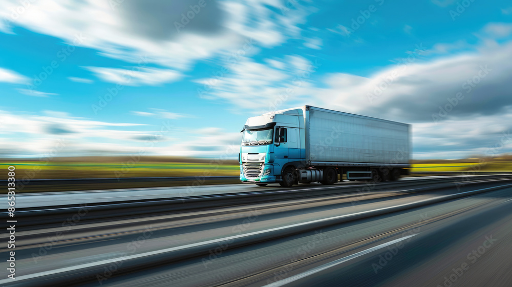Dynamic European Trucking: Motion Blur on Sunlit Highway Dynamic European Trucking: Motion Blur on Sunlit Highway