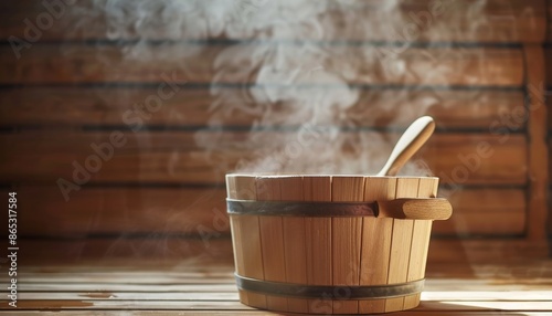 Sauna essentials steam bucket heat promoting relaxation in a spa like environment photo