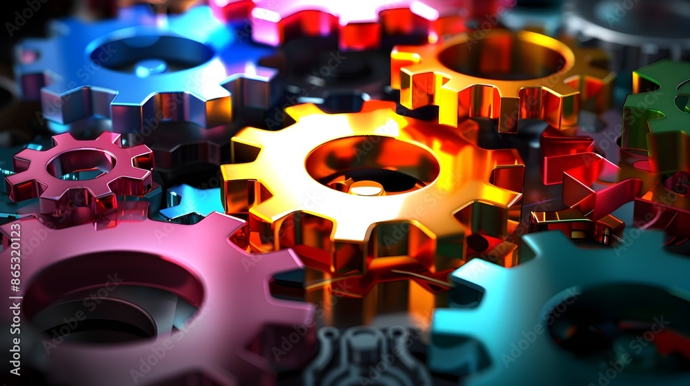 © pkproject - Vibrant 3D Puzzle Gears Representing Business Problem-Solving and Strategy