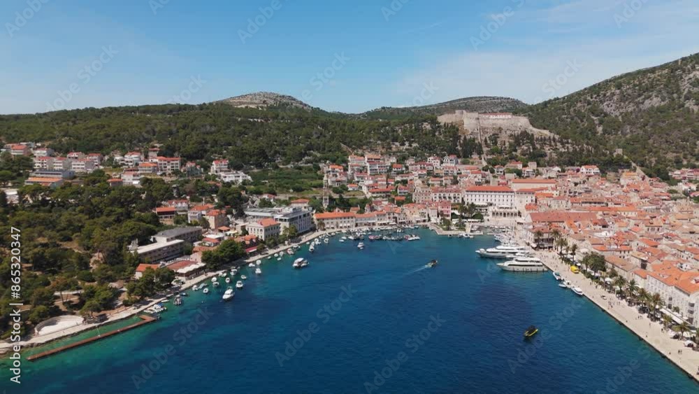 View on the center and the sea port of Hvar, an island on the Dalmatian coast of Croatia View on the center and the sea port of Hvar, an island on the Dalmatian coast of Croatia