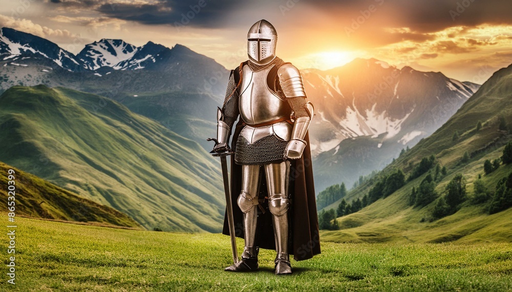 Ephesians - The Armor of God. The Knight wearing Armor of God based on Bible text in Ephesians 6. 
Breastplate of Righteousness and Shield of Faith. 
