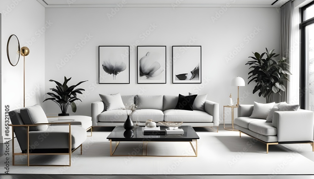 Photo interior modern design room 3d illustration Photo interior modern design room 3d illustration