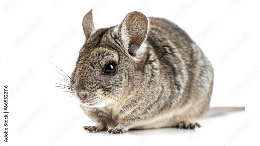 Chinchilla young alone on white backdrop Chinchilla young alone on white backdrop