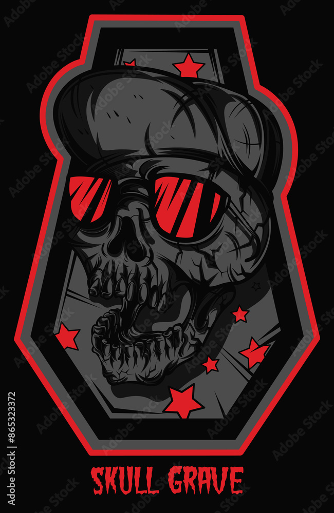 Naklejka premium vector artwork skull grave