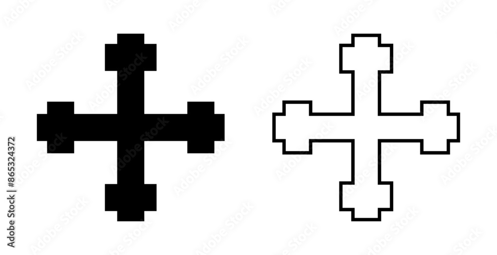 Cross crosslet icon, Christian cross symbol Cross crosslet icon, Christian cross symbol