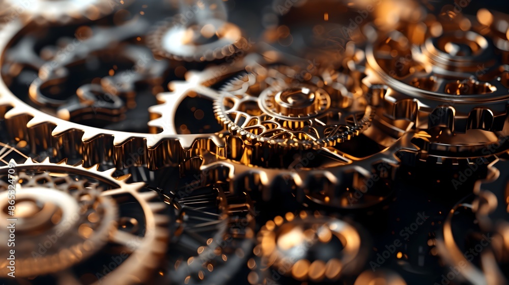 Elegant 3D Gears with Intricate Designs Symbolizing Luxury Business Services and High-End Elegant 3D Gears with Intricate Designs Symbolizing Luxury Business Services and High-End