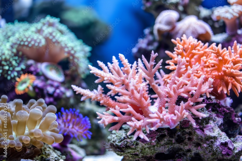 A vibrant coral reef with a variety of colorful corals. Colorful coral reef of the underwater world A vibrant coral reef with a variety of colorful corals. Colorful coral reef of the underwater world