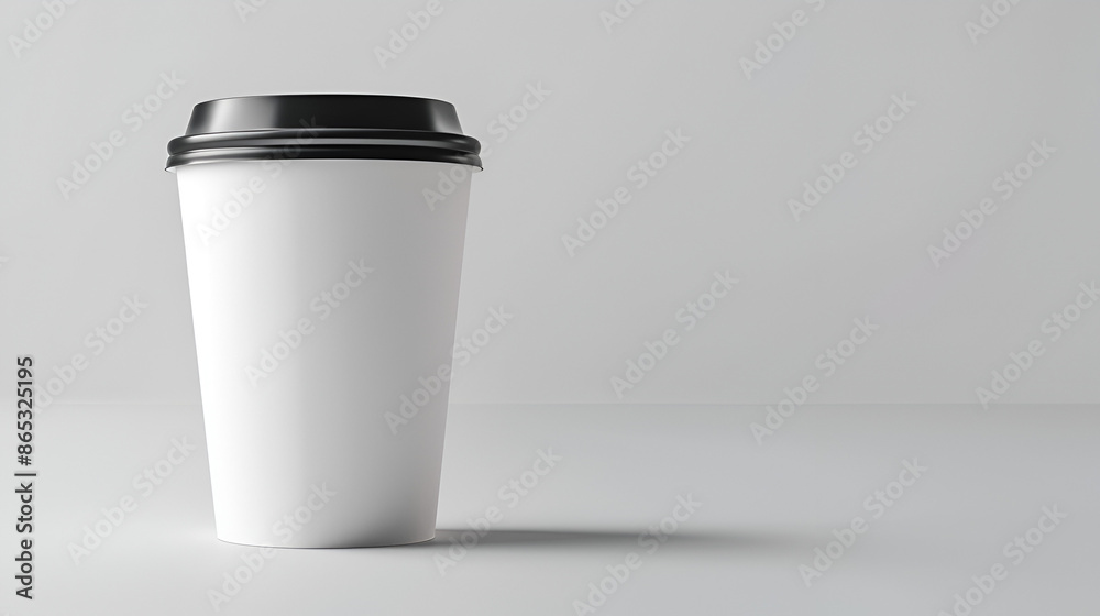 White Paper Cup with Black Lid - Professional Mockup