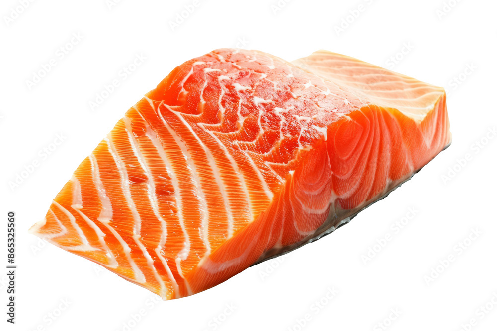 Close-up of fresh raw salmon fillet isolated on white background Close-up of fresh raw salmon fillet isolated on white background